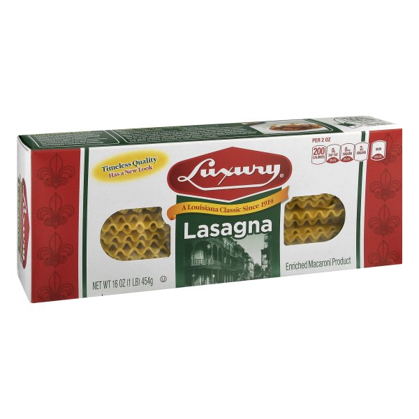 Luxury Brand Enriched Macaroni Product Curly Edge Lasagna, 16 Oz