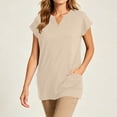 thumbnail image 6 of Guluxicc V Neck T Shirts for Women Plus Size Solid Color Long Length with Pockets Loose Fit Casual Womens Tee Shirts, 6 of 6