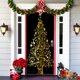thumbnail image 2 of Decoración navideña para puerta, cubierta navideña de Papá Noel, pancarta navideña colgante para puerta, fondo dorado de árbol de Navidad, envoltura colgante para puerta de entrada, decoración, 2 of 5