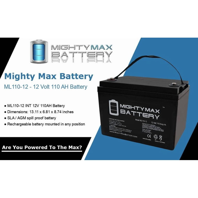 12V 110AH Battery Replacement for AGM-type, 110 Amp, Model# UB