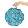 thumbnail image 2 of Landscape Round Floor Cushion with Handle, Modern Illustration of Mountain Ranges in Blue and Green Tones Art Print, Decorative Pillow for Living Room & Dorms, 18" Round, Multicolor, by Ambesonne, 2 of 4