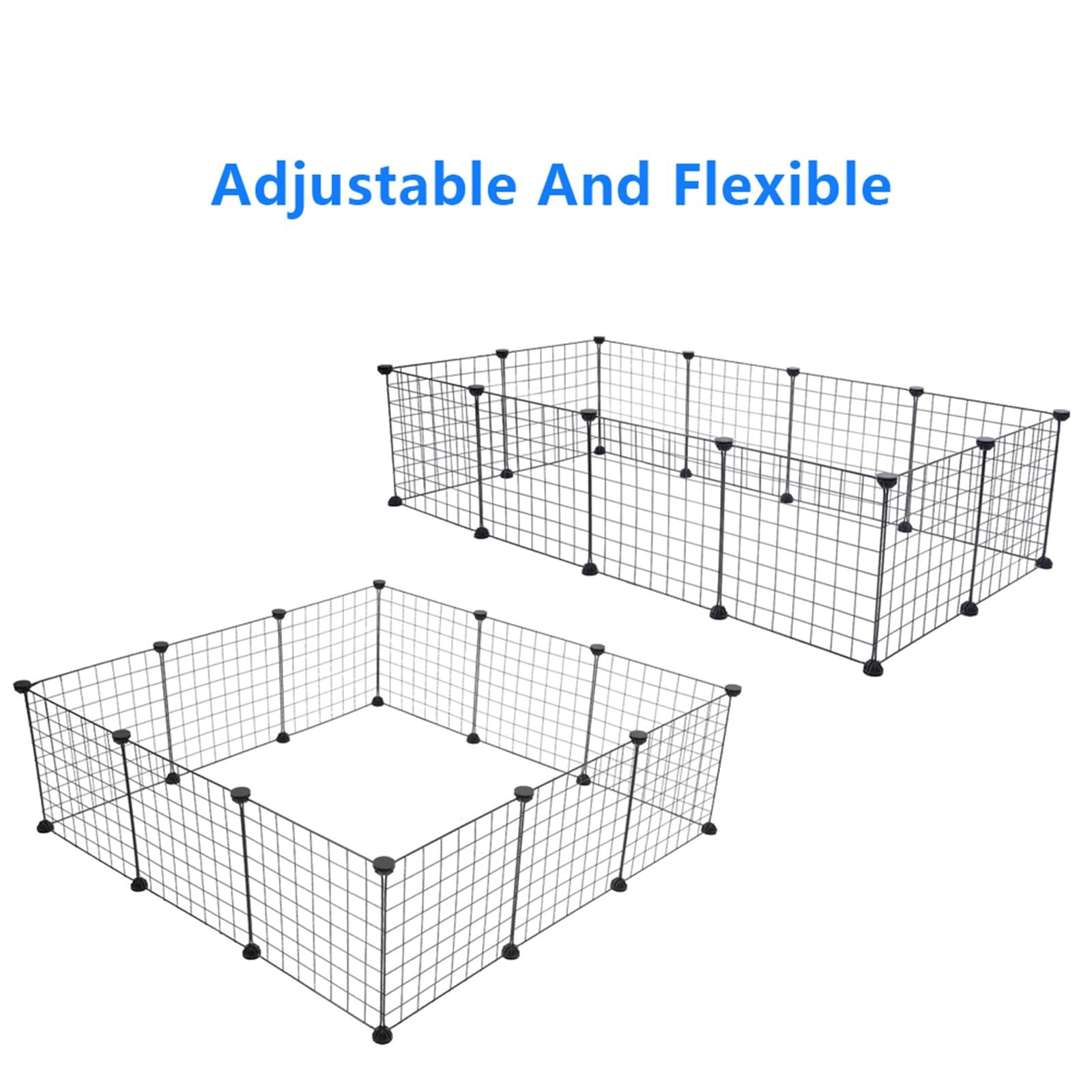 SOFTGAS Pet Playpen, Small Animals Supplies, 12 Panels Exercise Playpens Cage, C Grids Portable Yard Fence Indoor, Ideal for Guinea Pigs, Puppy Pet Products, DIY Metal Playpens, 14" × 14" Black