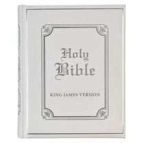 KJV Holy Bible, Classically Illustrated Heirloom Family Bible, Faux Leather Hardcover - Ribbon Markers, King James Version, White/Silver
