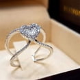 thumbnail image 2 of Bague de Coeur Femmes Incrusté Zircon Bijoux en Forme de Coeur Princesses Croix Bague de Luxe Classique Bijoux de Couple pour la Mariée, 2 of 4