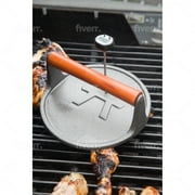 Outset 8-Inch Diameter Round Cast Iron Grill Press With Rosewood Handle