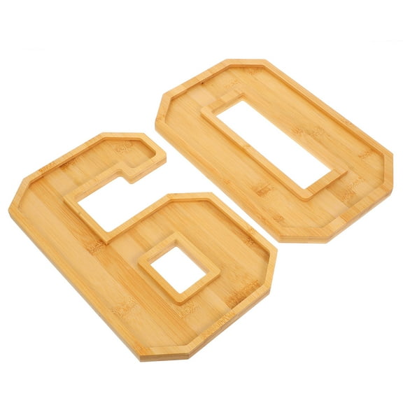 WHAMVOX 1 Set Wood Number 60 Charcuterie Tray Wooden Serving Tray for Snack Food Candy Cake Cookies