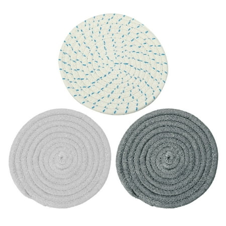 3pcs Round Cotton Coaster Mats Holder Heat Resistant Mat Placemats