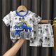 thumbnail image 2 of Odeerbi 2-10 Años Conjunto de Verano Para Niños Camisetas de Manga Corta de Algodón Con Estampado de Excavadora Pantalones Cortos Conjunto de Dos Piezas, 2 of 5