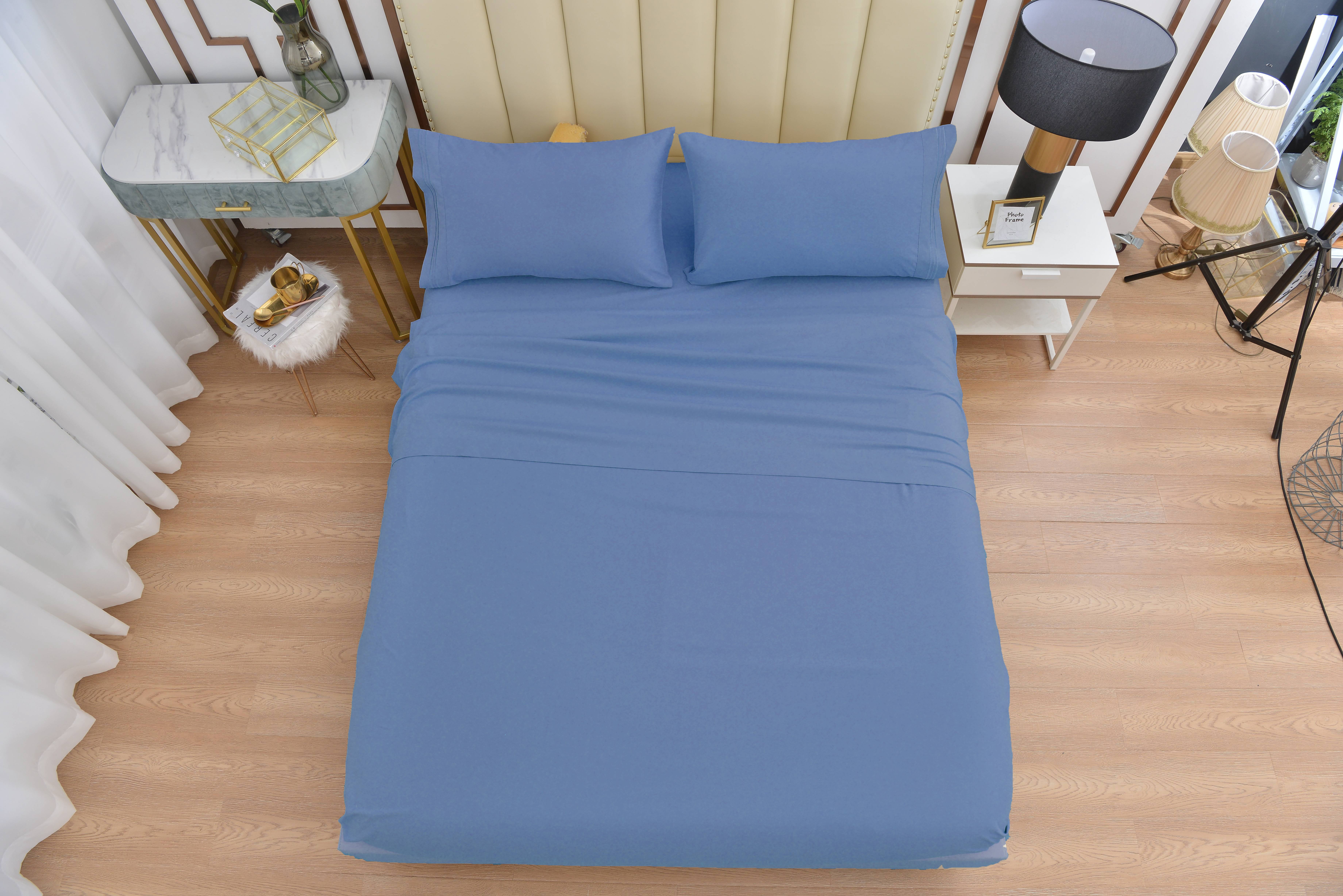 6 Piece Rayon Made From Bamboo Sheet Set by OKAO, Calking Blue Sheets-Silky Soft- Wrinkle Free - Deep Pockets-Softer and Stronger Than Cotton - 1 Fitted Sheet, 1 Flat, 4 Pillowcases Cal King, Blue