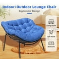 thumbnail image 2 of VIXLON 3 Piece Outdoor Steel Wicker Rattan Chair 'with' Side Table Thick Cushion, Brown/Blue, 2 of 7