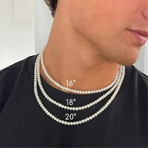 Imitation pearl necklace men simple handmade pearls 2023 New 40cm pearl necklace