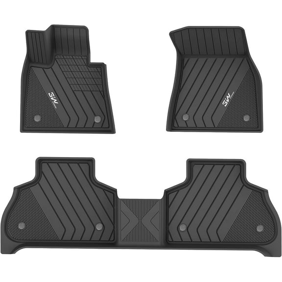 3W Black Floor Mats for BMW X7 7 Seats (2019-2025) TPE All Weather Protection Custom Fit Floor Liner 1st & 2nd Row Full Set Car Liners Heavy Duty Guard Front and Rear Car Carpet