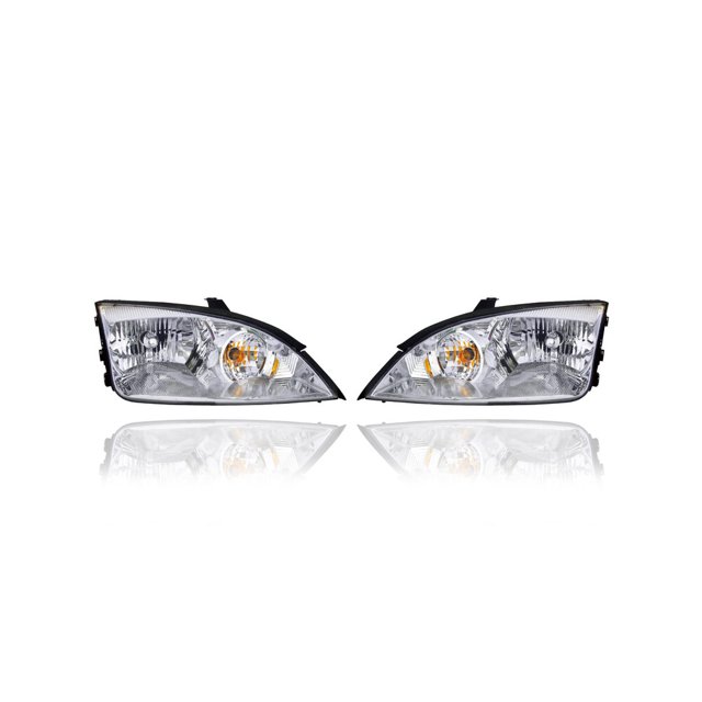 Headlight Assembly - Compatible/Replacement for '05-07 Ford Focus Sedan/Hatchback/Wagon - Halogen - Pair, Left Driver + Right Passenger Set - 7S4Z13008E, 7S4Z13008F