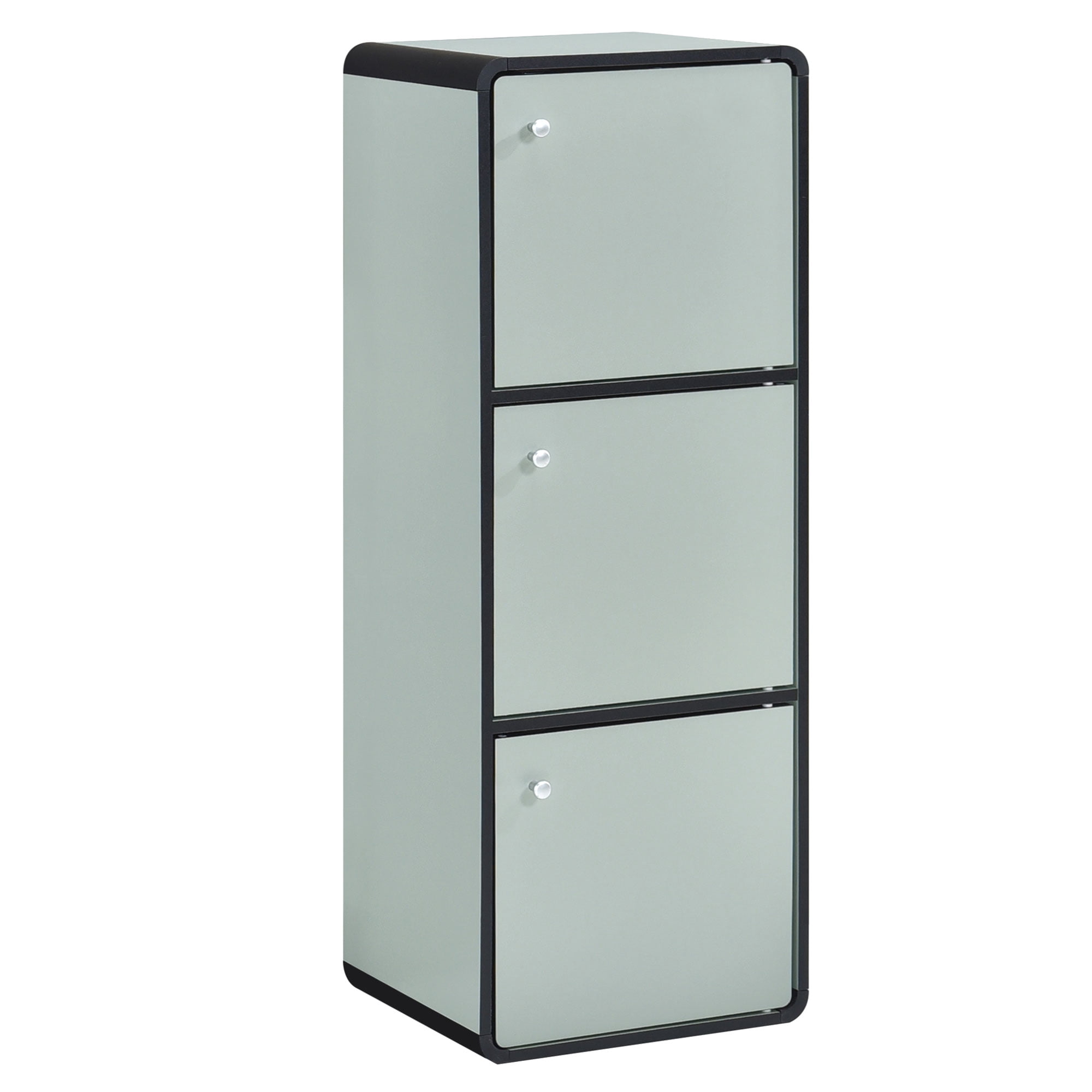 Kings Brand Furniture Dothan Wood 3-Cubed Closed Bookcase - Storage Shelf Organizer Bookshelf, Sage Green