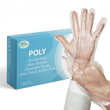 EcoQuality Disposable Food Prep Gloves - Plastic Food Safe Food Handling Poly Glove, Food Service, Cooking, Cleaning, One Size Fits Most (2500)