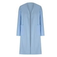 thumbnail image 5 of Olyvenn Womens Plus Size Long Sleeve Hoodless Casual Outwear Coats Womens V-neck Straight Long Sleeved Pocket Women's Windbreaker Cardigan Jacket Blue 4, 5 of 8