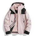 thumbnail image 2 of HAPIMO Rain Jacket for Women Casual Long Sleeve Loose Hoodie Jacket Outdoor Hiking Windbreaker Solid Full Zip Outerwear Waterproof Fall Winter Warm Jacket Coat Pink M, 2 of 3