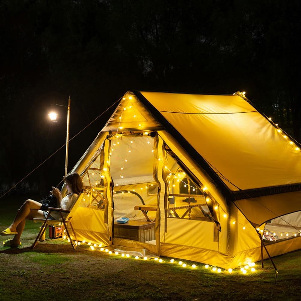 Inflatable Camping Tent, Inflatable Tent for Camping with Hand Pump, Easy Setup, 4 Season Waterproof Windproof Oxford Air Tent Cabin House for Outdoor Camping Adult, Fit for 4-6 Person
