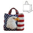 thumbnail image 3 of Twfbrm 4th of July Patriotic Tote Bag, Red White and Blue Quilted Shoulder Bag, USA 250th Anniversary Commemorative Handbag, Reusable Independence Day Shopping Bags Gifts for Friends Family, 3 of 6