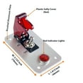 thumbnail image 3 of 1 Row Safety Cover Toggle Switch with Red Indicator Light Aluminum Plate 12V 20Amp For Fog Light, Neon Lights, Head Lights Etc., 3 of 4