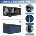 thumbnail image 3 of Kullavik Outdoor Lean to Gazebo 10x26FT, Hardtop Wall Mounted Gazebo with Sloping Sun Panel Roof, Awnings for Patio with Metal Frame, Double Curtains for Garden, Lawn, Backyard Deck, Blue, 3 of 7