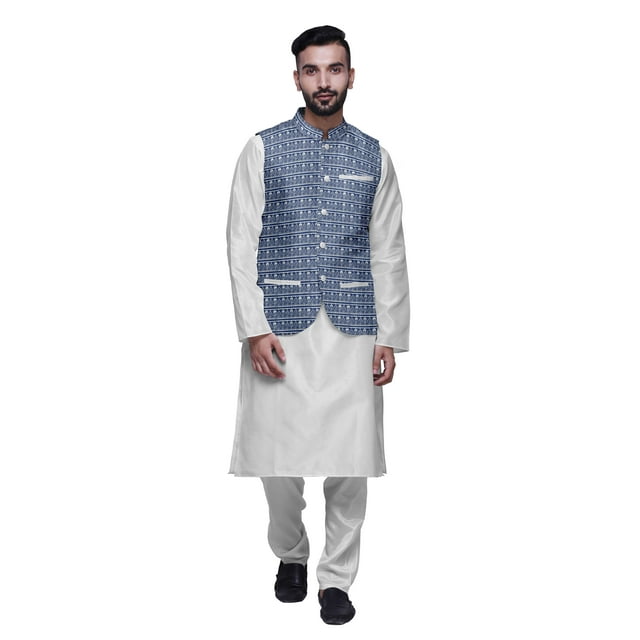 Atasi Kurta Churidar Uni Pyjama et Ensemble de Veste Nehru Imprimée pour Tenue de Fête pour Hommes