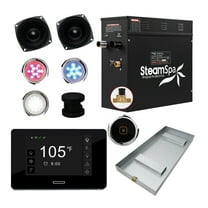 Black Series 9kW Steam Bath Generator with Wireless Control Bluetooth / Wifi Operation and Auto Drain in Matte Black