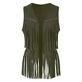 thumbnail image 4 of ZJXFGS Vest for Women,Western Shirts for Women,Womens Jacket,Long Vest for Women Sleeveless,Fringe Jacket Women,Fringe Vest Women Western,Light Weight Vest for Women,Green,L, 4 of 5