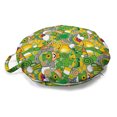 thumbnail image 1 of Leprechaun Round Floor Cushion with Handle, Cartoonish Saint Patrick with Beer Shamrock Flag Horseshoe Rainbow Coins, Decorative Pillow for Living Room & Dorms, 18" Round, Multicolor, by Ambesonne, 1 of 4
