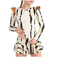 thumbnail image 2 of SGFCWSX Girls Rash Guard Swimsuit, Swimdress and Bottom, Kids 2-Piece Full-Zip Ruffle Long Sleeve Print Swimwear for Beach Beige Size 2-3 Years, 2 of 7