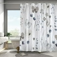 thumbnail image 2 of Floral Shower Curtain,Grey and Blue Flowers Shower Curtains for Bathroom,Watercolor Pretty Butterfly White Bath Curtain Sets with 12 Plastic Hooks,Waterproof Fabric 72x72 Inches, 2 of 6
