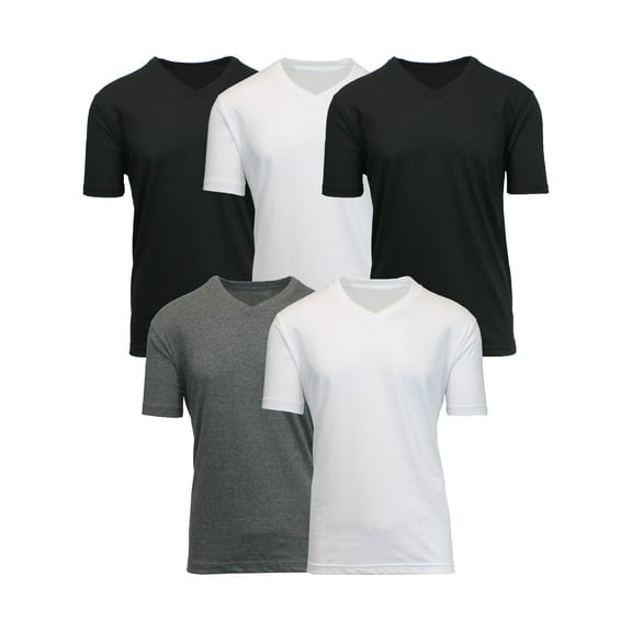 5-Pack Men's Short Sleeve V-Neck Modern Fit Classic Tees (S-3XL)