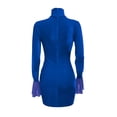 thumbnail image 4 of Vestido de Manga Larga de Trompeta Con Cuello Alto de Terciopelo Cosido de Malla Para Mujer Odeerbi ODB115796, 4 of 7