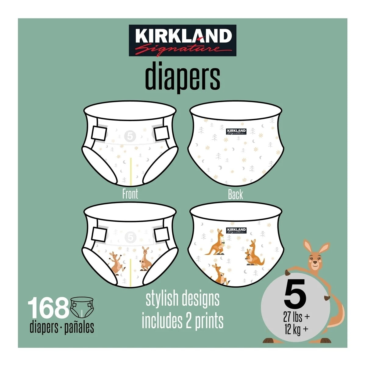 Kirkland Signature Diapers, Size 5 (27+ Pounds), 168 Count