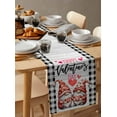thumbnail image 6 of ERUNPONLY Valentine's Day Table Runner - 36 Inch Long Cartoon Gnomes Love Gray Wooden Plaid Cotton and Linen Blended Dress Scarves Farmhouse Table Runner for Kitchen Dining, Coffee Table, 13"x36", 6 of 8