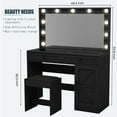 thumbnail image 4 of Vastcury Farmhouse Makeup Vanity Set with Large Mirror and Light, Brightness Adjustable, Dressing Desk with 3 Drawers for Bedroom, Black, 4 of 6