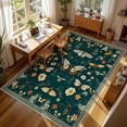 thumbnail image 6 of Insect Washable 8x10 Area Rug for Living Room, Floral Kids Playroom Rug Non Slip, Ultra-Thin Soft Low-Pile Floor Indoor Throw Carpet for Bedroom Dorm Nursery, Dark Green, 6 of 7