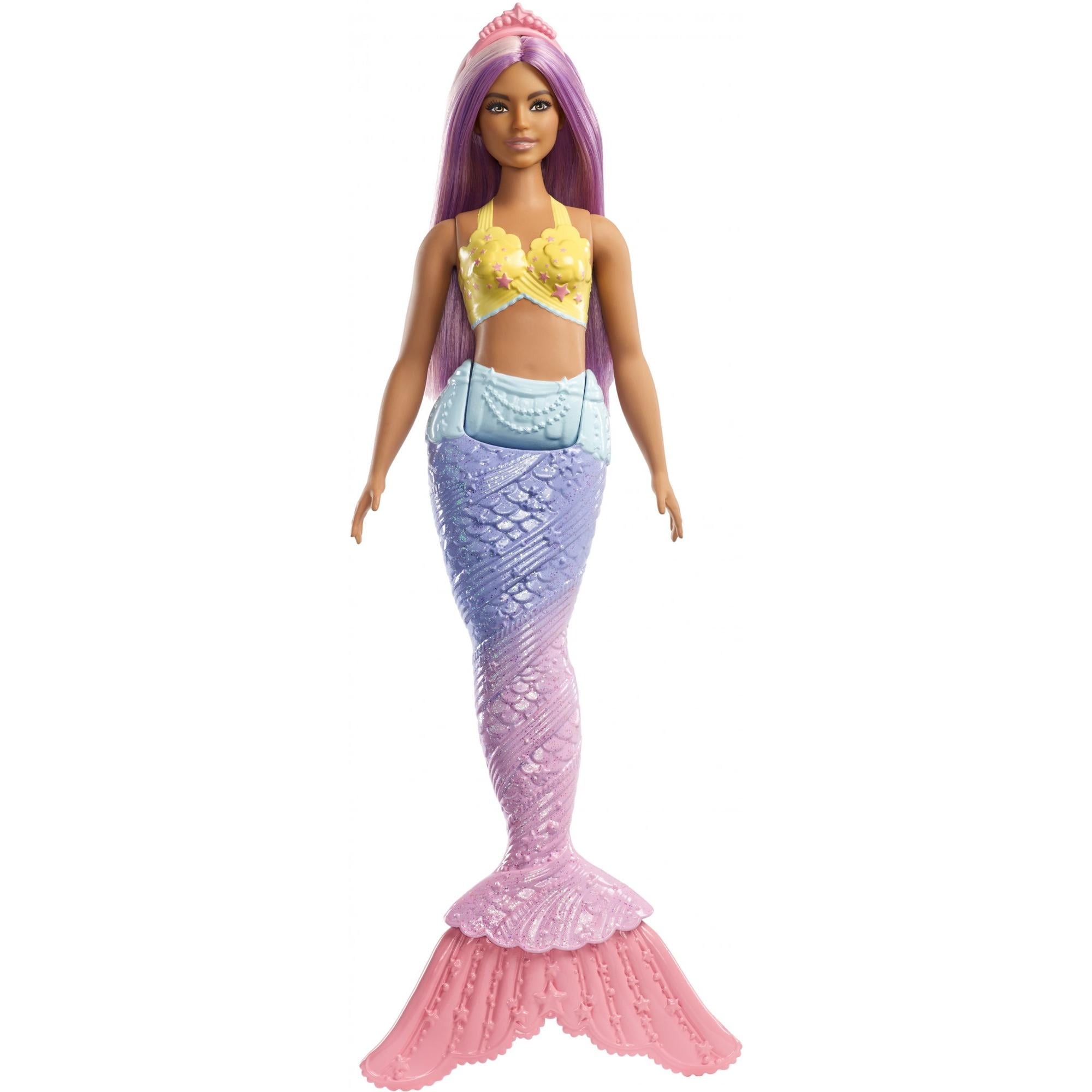 Barbie Dreamtopia Mermaid Doll Sparkle Lights Tiara Purple Tail Swimming Motion