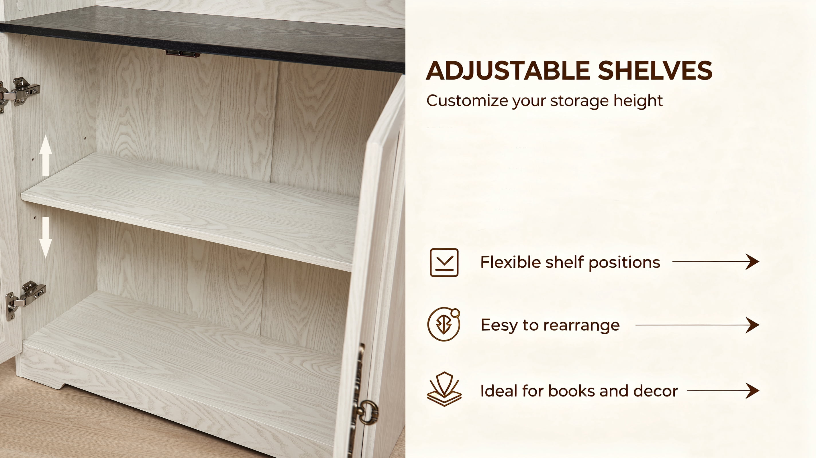 Leumius Tall Storage Cabinet,5 Tier Cube Display Cabinet with Adjustable Shelves and Barn Doors,Wood Freestanding Display Bookshelves for Bedroom,Living Room, Kitchen, Pantry, Bar Cabinet,White