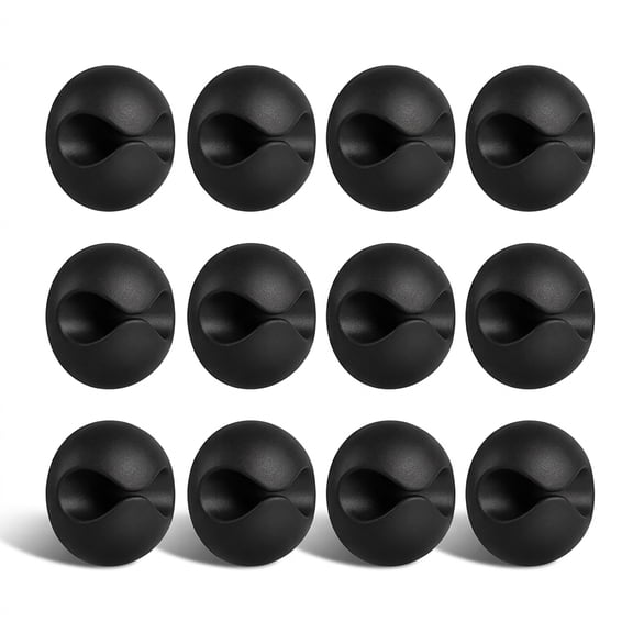 12PCS Cord Holder Cable Holder, Black Adhesive Cable Clips Cord Organizer Charger Holder Wire Management Keeper for Nightstand, Office, Desk or Mouse