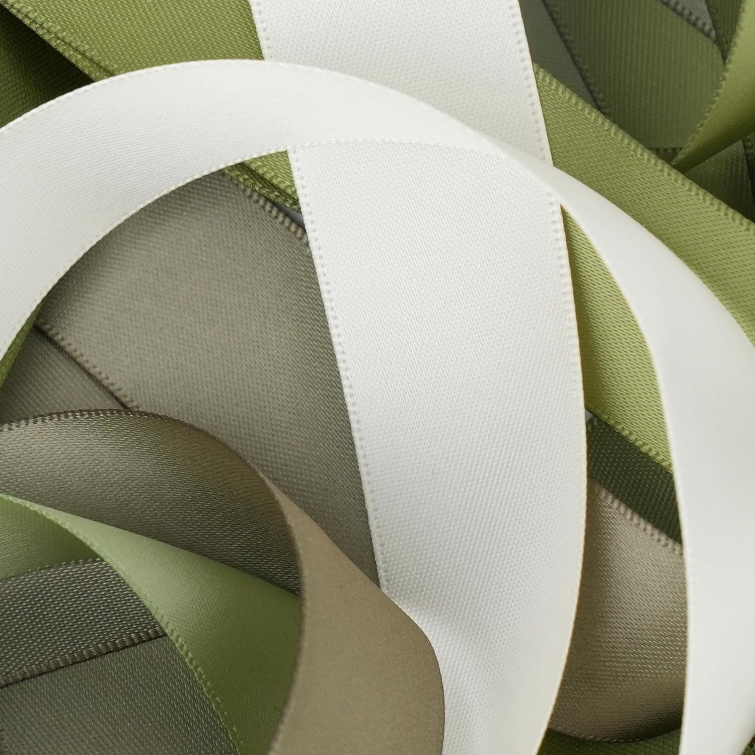 Sage Green Ribbon 1 Inch Double Face Satin Ribbon, 6 Rolls 60 Yards Moss Green Polyester Ribbon for Wedding, Baby Shower, Gift Wrapping, Hair Bows, Bouquets, Crafts