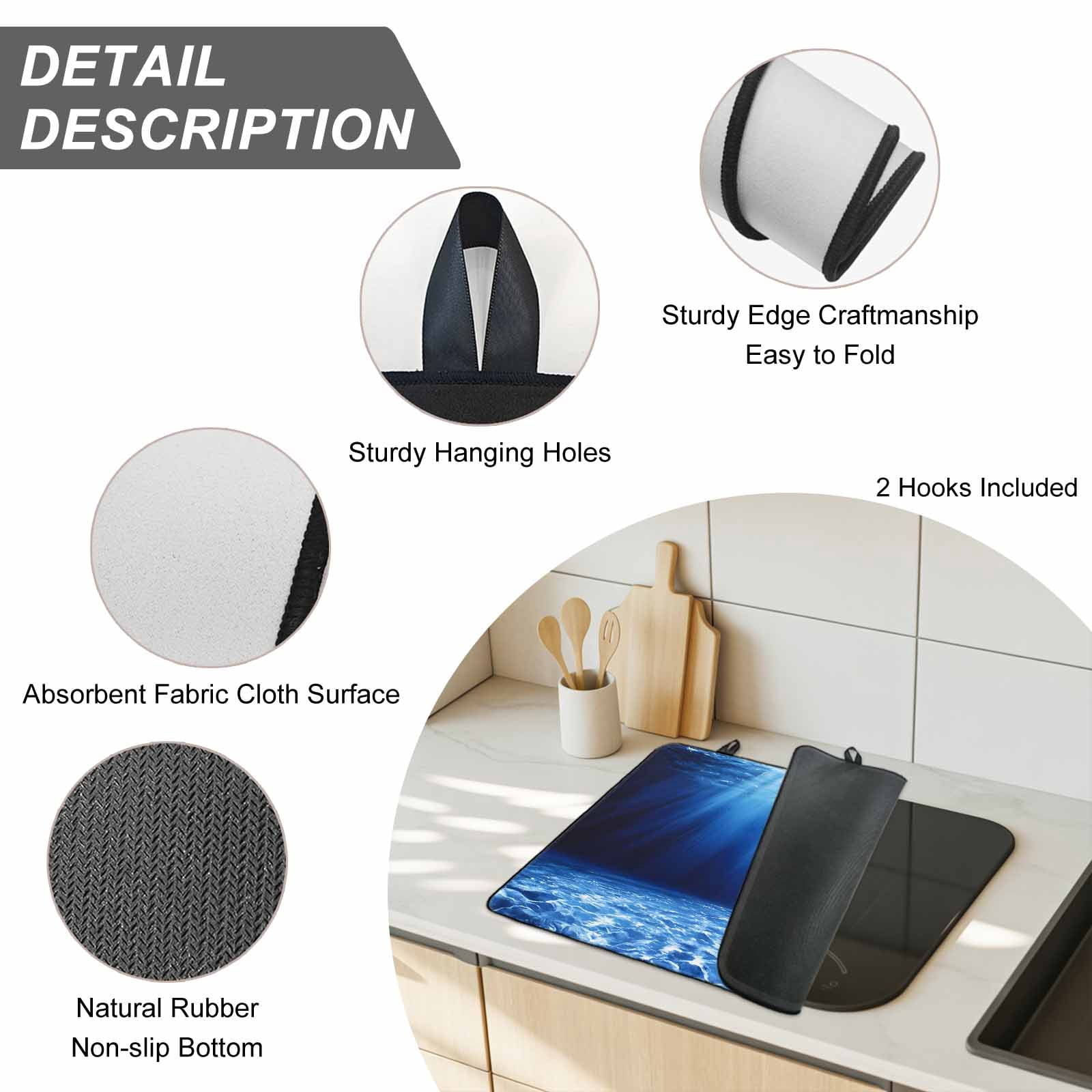 Blue Ocean Stove Top Cover for Electric Stove, Heat-proof & Non Slip Glass Top Stove Cover Protector, Underwater Water Waves Seascape Nature Sea Kitchen Flat Cooktop Rubber Mat 24x21 Inches