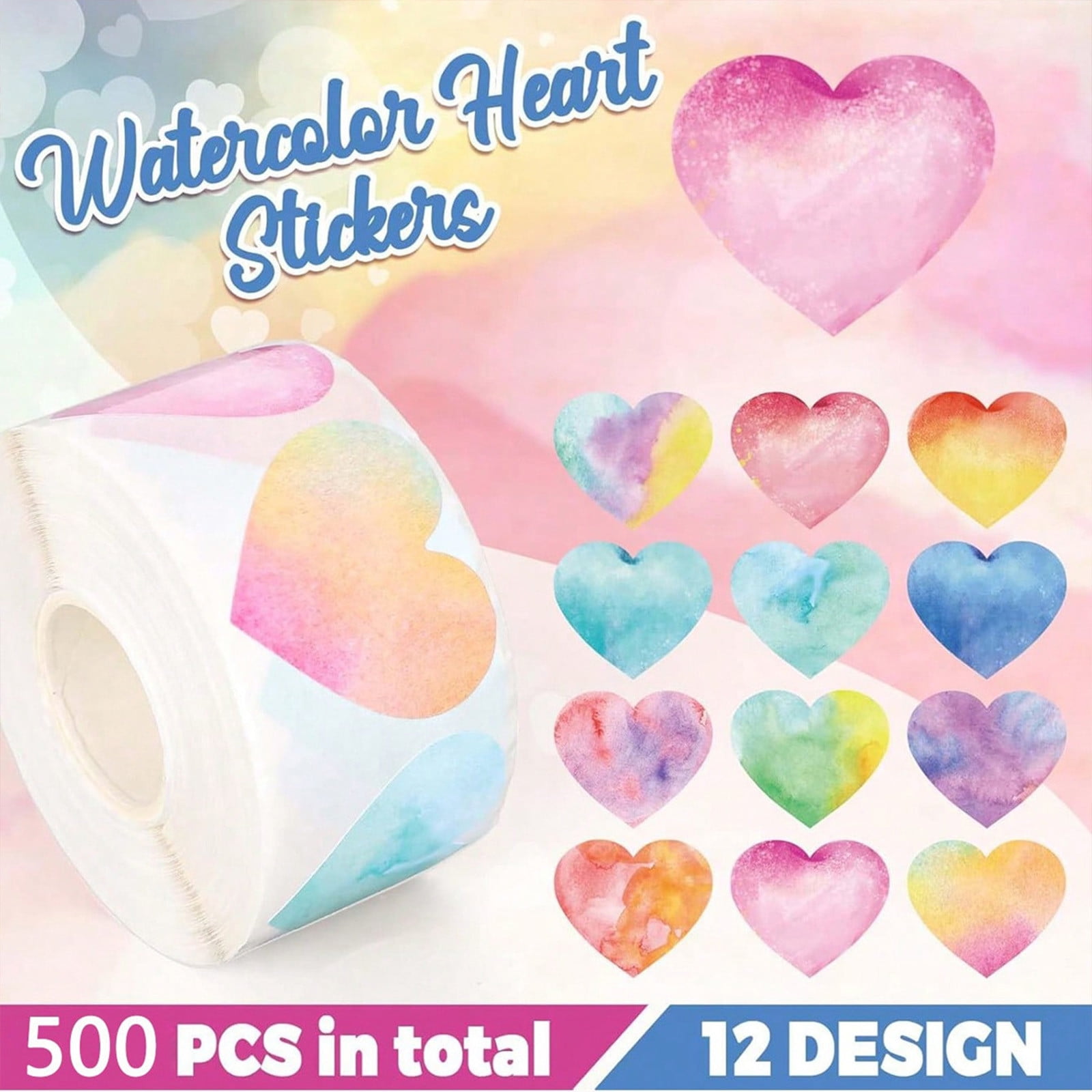 500 Pcs 1 Inch Heart Stickers, Bulk Valentine's Day Stickers for Crafts, Multi-Color Self-Adhesive Hearts for Scrapbooking, Gift Wrapping, Party Decor