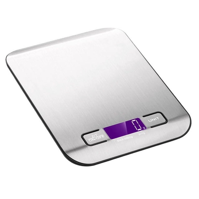 Balance de Cuisine Numérique de Précision par Dutchman, Présentant une surface en Acier Inoxydable au design Épuré et portable. Cette Balance Alimentaire Multifonction Assure une Mesure Haute Précision jusqu'à 5 kg, avec un Affichage Numérique et des Boutons de conversion d'Unité pour une Précision Culinaire. Idéale pour les Cuisines Domestiques et un Usage Professionnel.