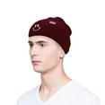 thumbnail image 4 of Dalix Embroidered Smile Face Beanie in Maroon, 4 of 5