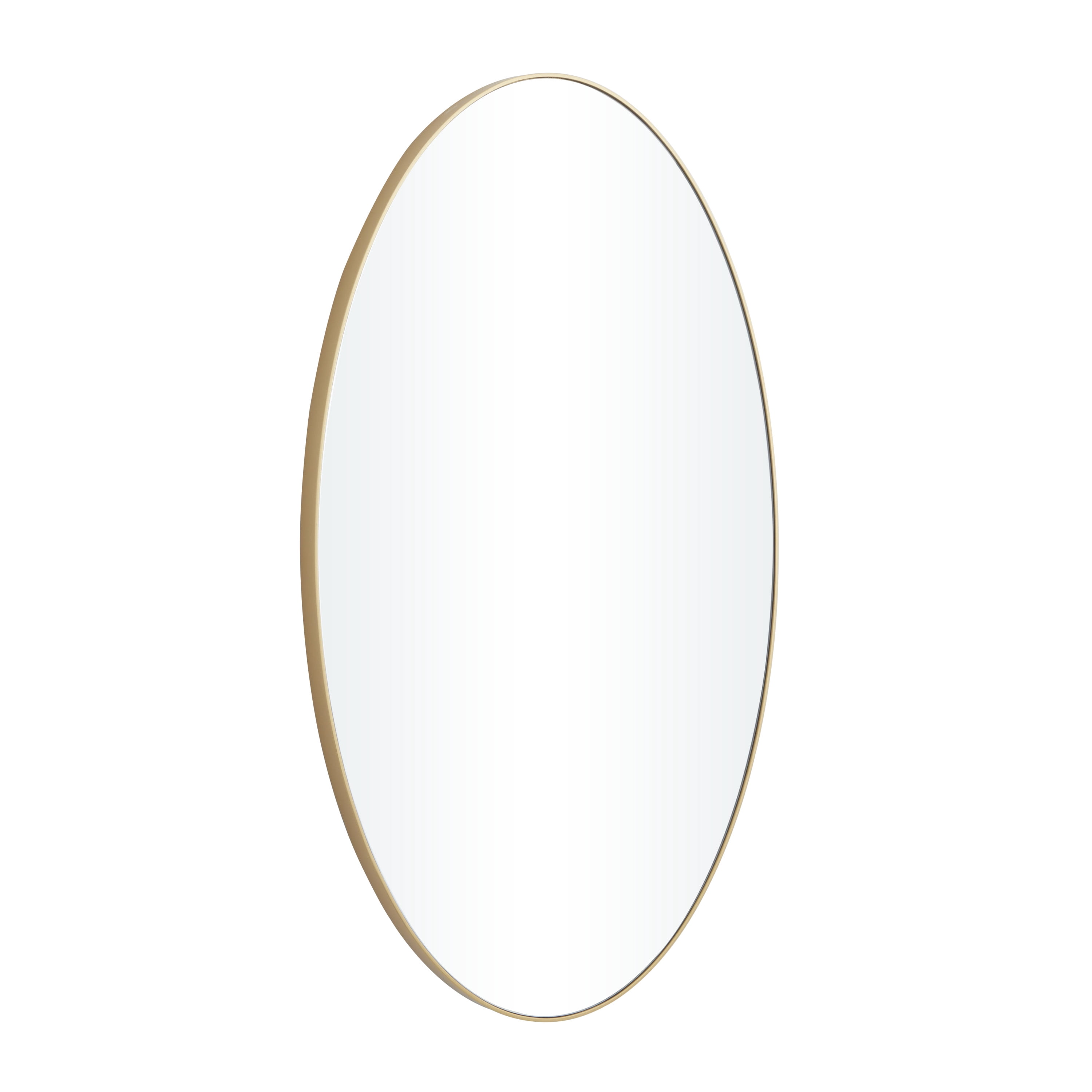 DecMode 24" x 40" Gold Oval Wall Mirror with Thin Minimalistic Frame