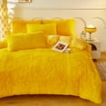 thumbnail image 2 of Bright Yellow Fluffy Faux Fur Duvet Cover Three-piece Set , Luxury Ultra Soft  Shaggy Plush Bedding Set, Fuzzy Comforter Cover with 2 Furry Pillow Cases, Zipper Closure,Cozy and Warm,QUEEN/KING Sizes, 2 of 8