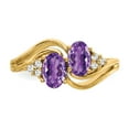 thumbnail image 5 of Solid 14k Yellow Gold 6x4mm Oval Amethyst Purple February Gemstone Diamond Engagement Ring Size 6 (.048 cttw.), 5 of 6