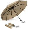 Folding Umbrella 10 Ribs Compact Travel Umbrella, Automatic Umbrella, Folding Umbrellas-Champagne