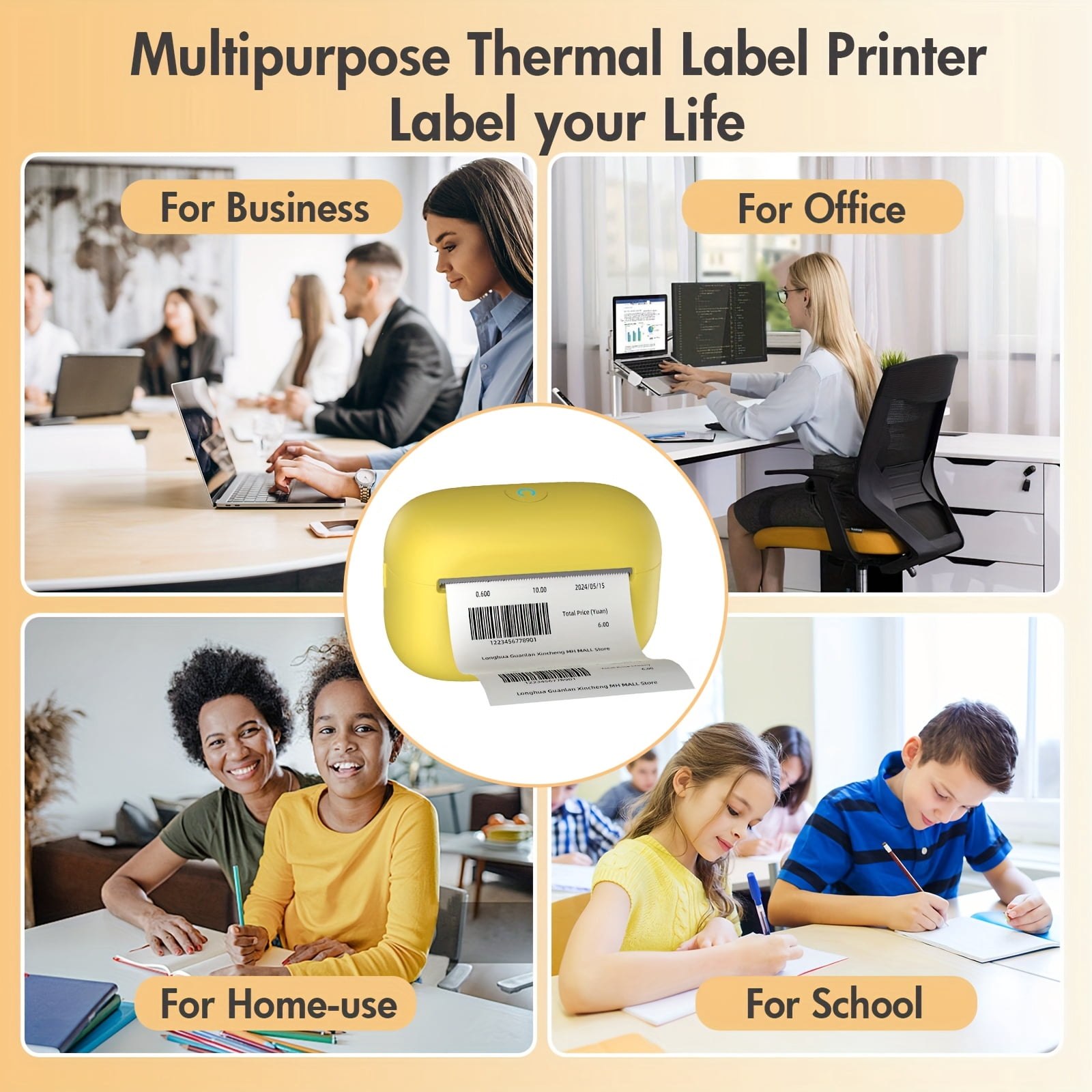 Thermal Label Sold Separately, Wireless Thermal Label Printer, with 1 Free Roll Tape, Portable Label Printer for Organization And Storage, Office, Home, School, for Barcode, Clothing, Jewelry, Retail